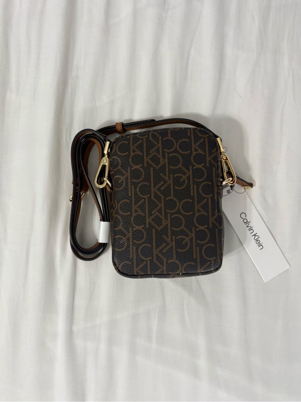 Calvin Klein Brown Monogram Mini Crossbody Bag - Picture 2 of 3